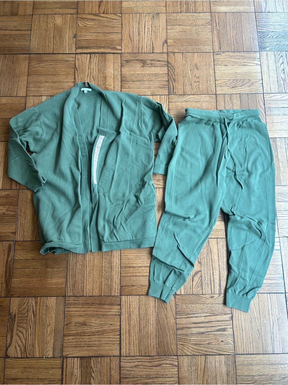 lunya Moss Green Knit Cardigan and Jogger Set in cottonsilk ™️